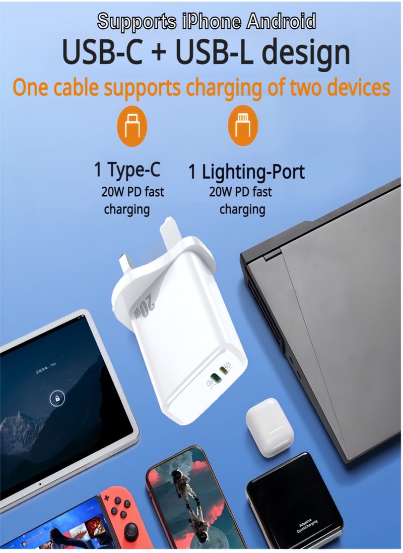20W iPhone 15/16 USB C Mobile Charger Adapter ,Compatible with Lightning Cable,Sumsung Fast Charger Adapter,Huawei Fast Charger Adapter, iPhone 15/16 Pro Max Fast Charger Adapter,iPad Fast Charger Adapter,Three-Port Fast Power Adapter Compatible with Huawei,Xiaomi,iPad ﻿
