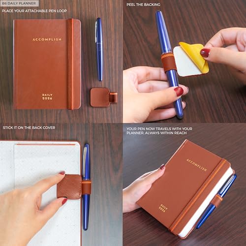 NEORAH — B6 2026 DAILY DATED Planner ACCOMPLISH - 512 Pages of Yearly•12 Month•52Weeks+24Hour•365 Daily Pages Layouts•Budget•Habit Tracker - Productivity diary - Hardcover[Pen Loop Attachable](UMBER) - Image 3