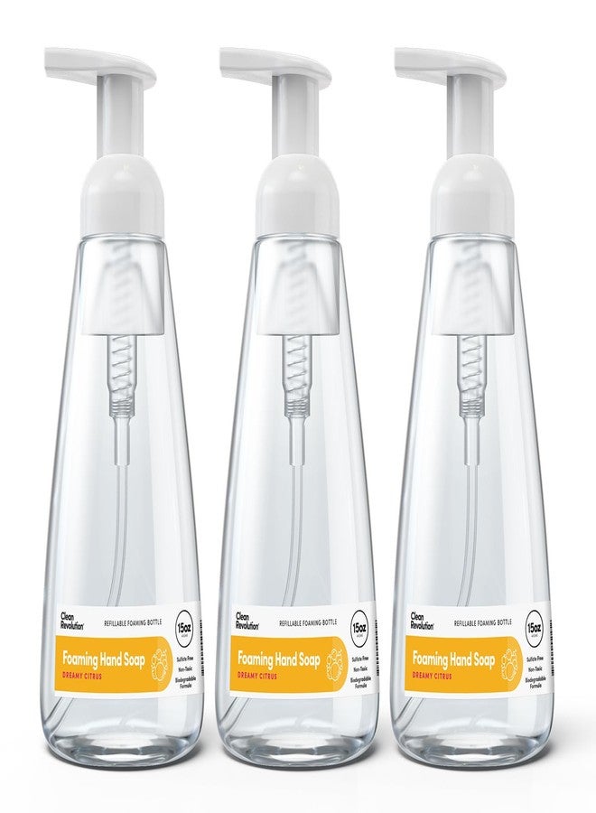 Clean Revolution Ready to Use Foaming Hand Soap | Three Pack | Jumbo 15oz Bottles | Gentle, Moisturizing & Eco-Friendly | Real Essential Oils | Dreamy Citrus, 15 Fl Oz (Pack of 3 - Image 1