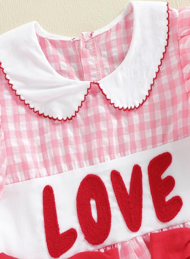 Socutebabe فستان قصير الأكمام بياقة دمية من Socutebabe، مناسب للفتيات الصغيرات في عيد الحب (وردي عيد الحب، 6-7 سنوات) - Image 4