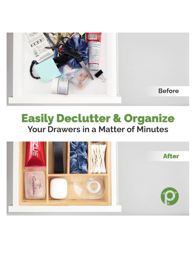 Bamboo Kitchen Drawer Organizer Cutlery Tray and Silverware Holder for Utensils, Flatware, and Kitchen Storage - Image 3