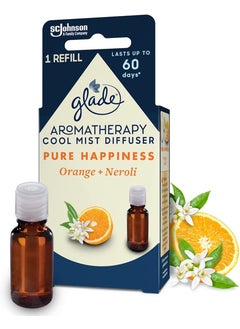 Glade Glade Aromatherapy Essential Oil Diffuser Refill, Cool Mist Aromatherapy Diffuser & Air Freshener for Home, Pure Happiness with Orange & Neroli Scent, 17.4 ml 