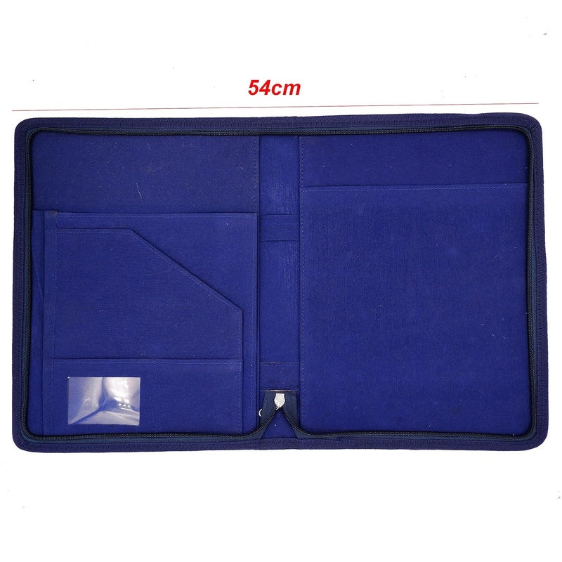 Asraw A4 Jute Professional File Folder Document Zipper Organizer for Corporate Meetings, Interview Portfolio, Certificates, Document Holder, Jute Conference File Folder (Beige-Blue) - Image 2