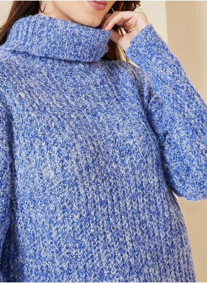 Styli Regular Length Multi Yarn Roll Neck Regular Fit Sweater