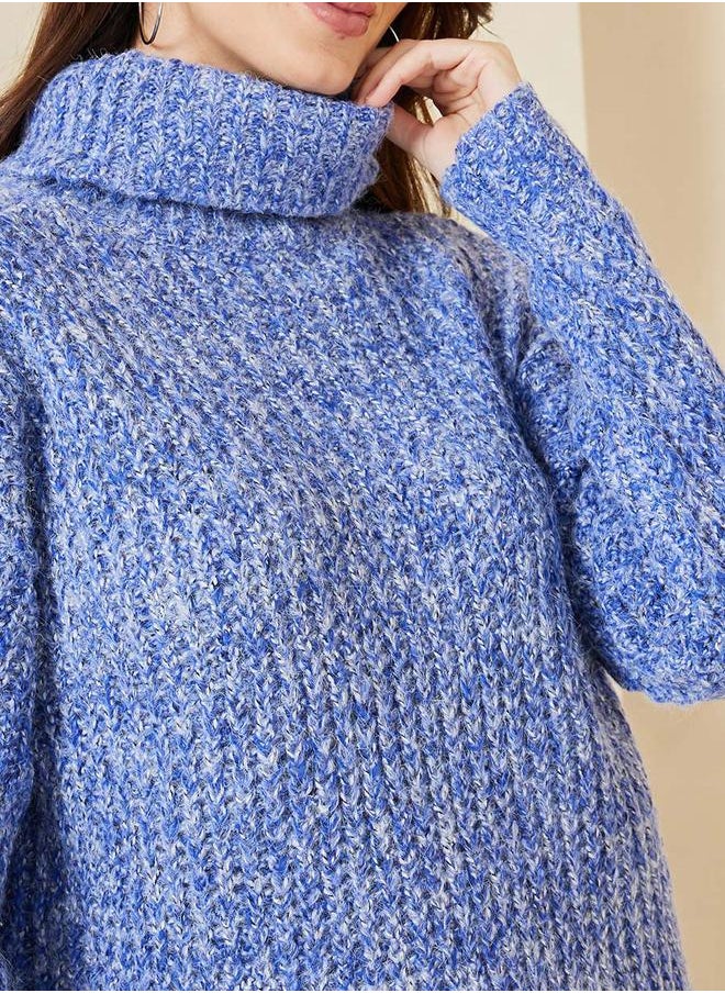 Regular Length Multi Yarn Roll Neck Regular Fit Sweater