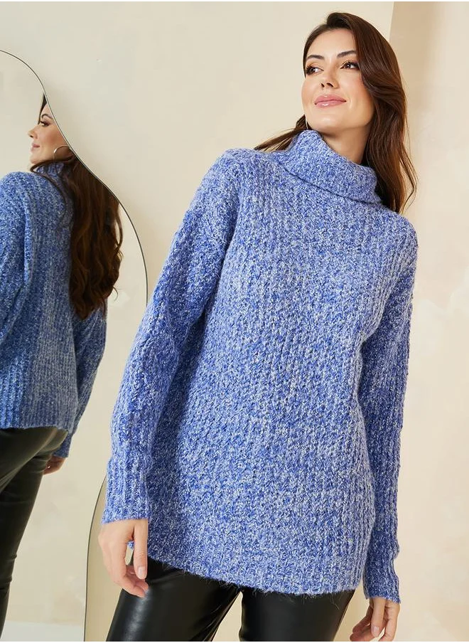 Styli Regular Length Multi Yarn Roll Neck Regular Fit Sweater