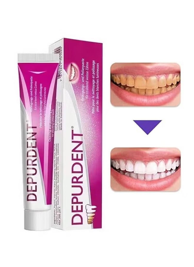 DEPURDENT - Clean and Polish Toothpaste 50 ml,Clean and Polish Paste for Teeth Cleaning,Removes Dental Plaque and Tea Stains,Solve Teeth Discoloration Question,Tooth Whitening Toothpaste - Image 1