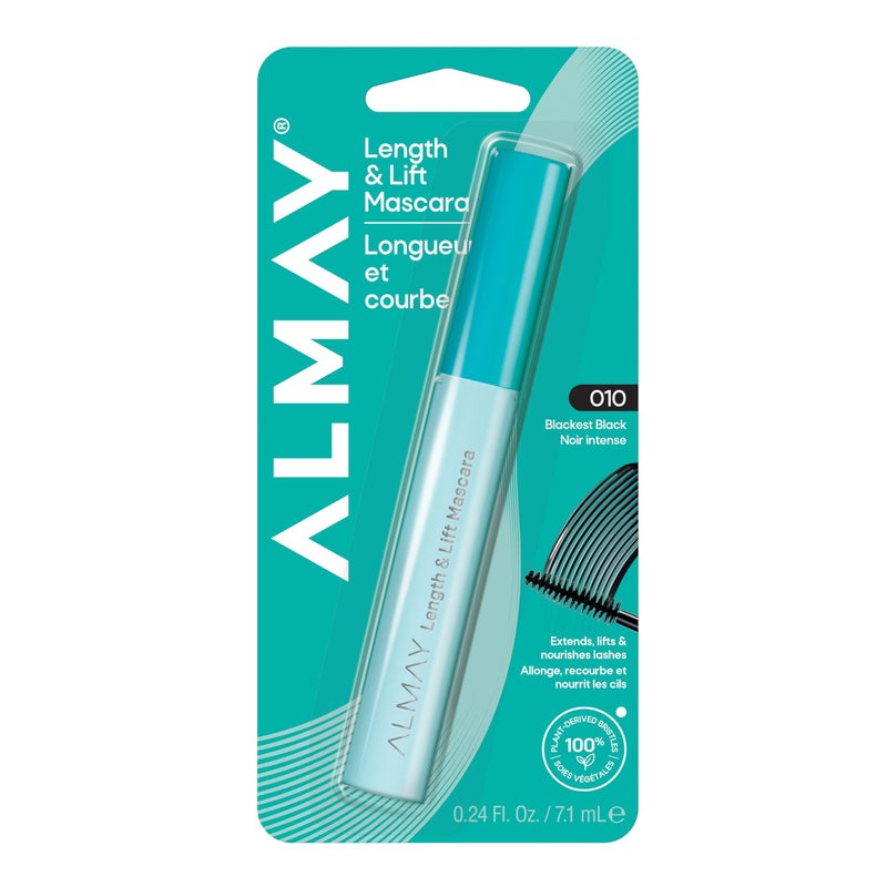 Almay Lengthening Mascara, Volume & Lift, Eye Makeup, Hypoallergenic and Fragrance Free (Packaging May Vary), 010 Blackest Black, 0.24 fl oz - Image 1