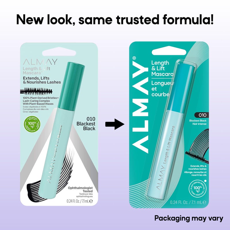 Almay Lengthening Mascara, Volume & Lift, Eye Makeup, Hypoallergenic and Fragrance Free (Packaging May Vary), 010 Blackest Black, 0.24 fl oz - Image 5