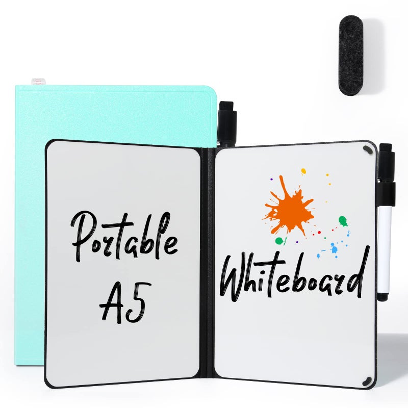 AGM Portable White Board Dry Erase  Double Sided Folding Whiteboards with Pen  Small Dry Erase Board for Study  Meeting  Doodling  Planning  Mint Green - Image 1