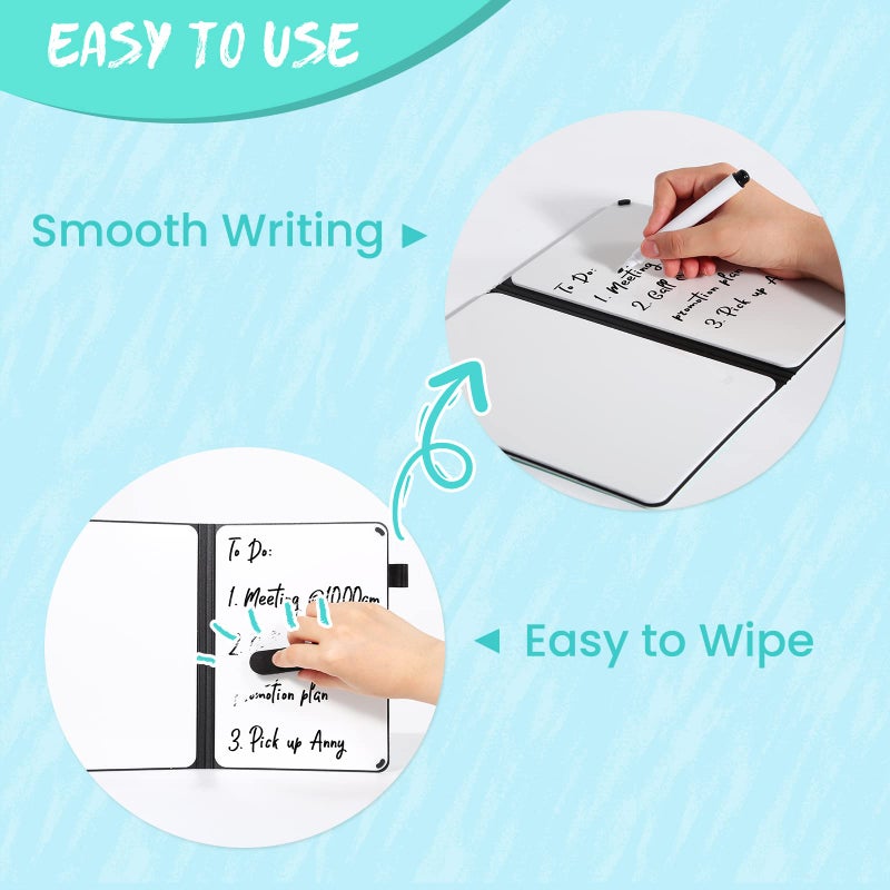 AGM Portable White Board Dry Erase  Double Sided Folding Whiteboards with Pen  Small Dry Erase Board for Study  Meeting  Doodling  Planning  Mint Green - Image 2