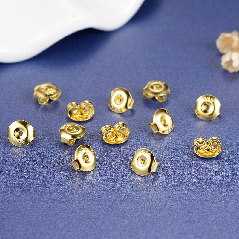 DELECOE 14K Gold Plated Earring Backs Replacements, 925 Sterling Silver Hypoallergenic Secure Gold Earring Backs Locking for Studs Earrings - Image 3