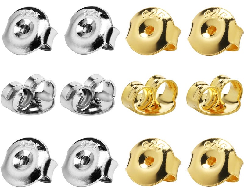 DELECOE 14K Gold Plated Earring Backs Replacements, 925 Sterling Silver Hypoallergenic Secure Gold Earring Backs Locking for Studs Earrings - Image 1