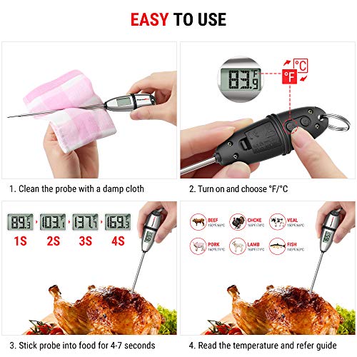 ThermoPro TP02S Digital Food Thermometer for Cooking Bread Baking Sourdough Liquids, Meat Thermometer Digital with Super Long Probe for Grill Kitchen BBQ Oil Milk Yogurt Candy Making Accessory - Image 5