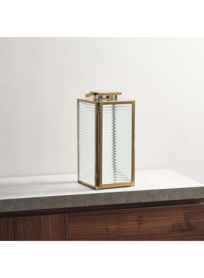 Pan Home Brian Metal And Ribbed Glass Lantern 19x18x39cm - Gold - 112AIC9904224 - Image 5