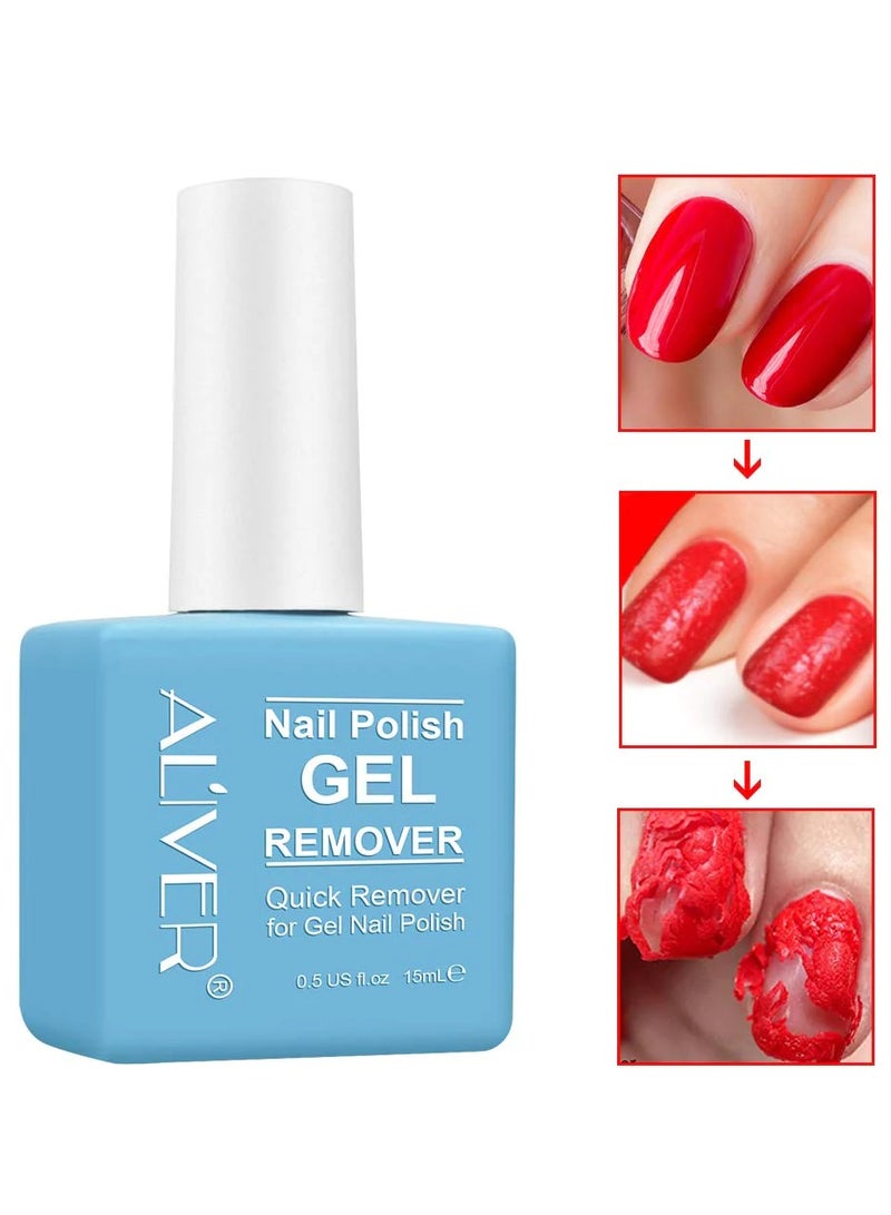 ALIVER مزيل طلاء الأظافر السحري، مزيل طلاء الأظافر الاحترافي غير المهيج، مزيل طلاء الأظافر الجل بالأشعة فوق البنفسجية، مزيل طلاء الأظافر السحري، مزيل منتجات الأظافر السحرية، 15 مل - Image 2