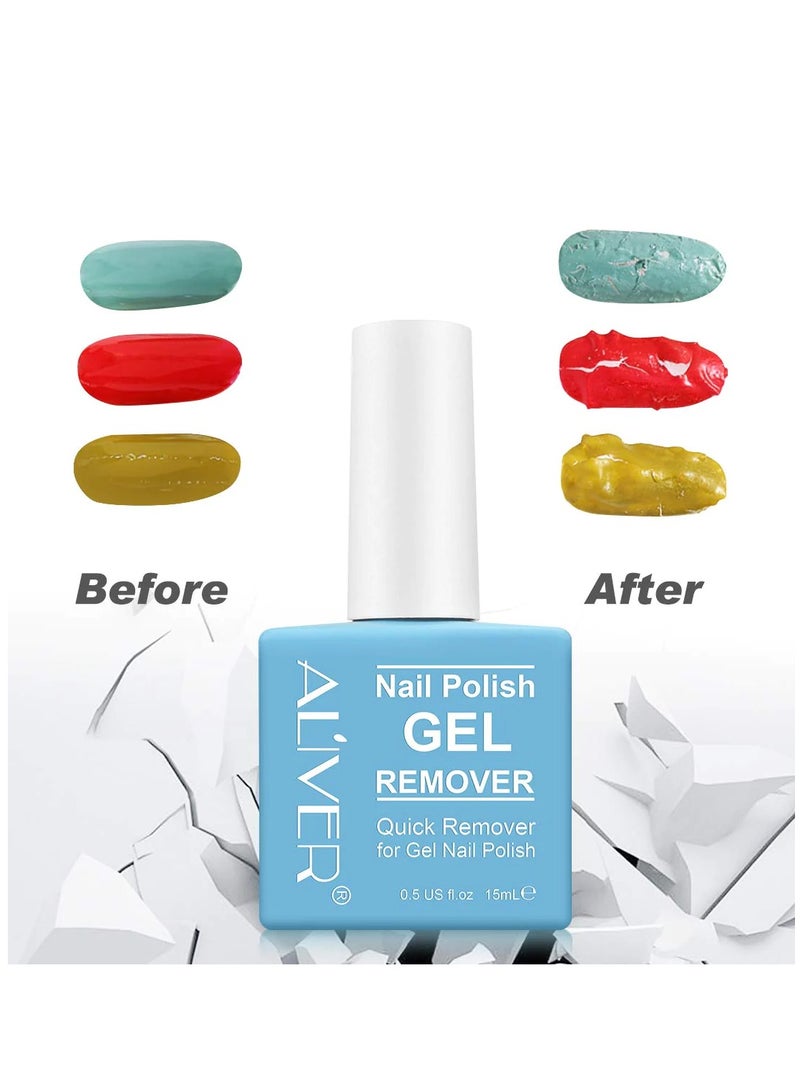 ALIVER مزيل طلاء الأظافر السحري، مزيل طلاء الأظافر الاحترافي غير المهيج، مزيل طلاء الأظافر الجل بالأشعة فوق البنفسجية، مزيل طلاء الأظافر السحري، مزيل منتجات الأظافر السحرية، 15 مل - Image 5