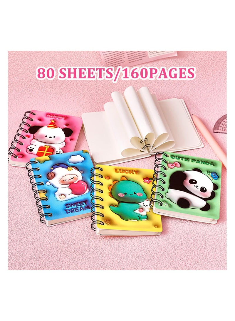 Zikra Small Spiral Notebooks Pocket Mini Notebooks With Cute Animals Thick Hard Cover Tear Off Sheet Tiny Notepad Mini Pads for Home Office School Supplies Kids Women Party Favors Birthday A7 4PCS - Image 5