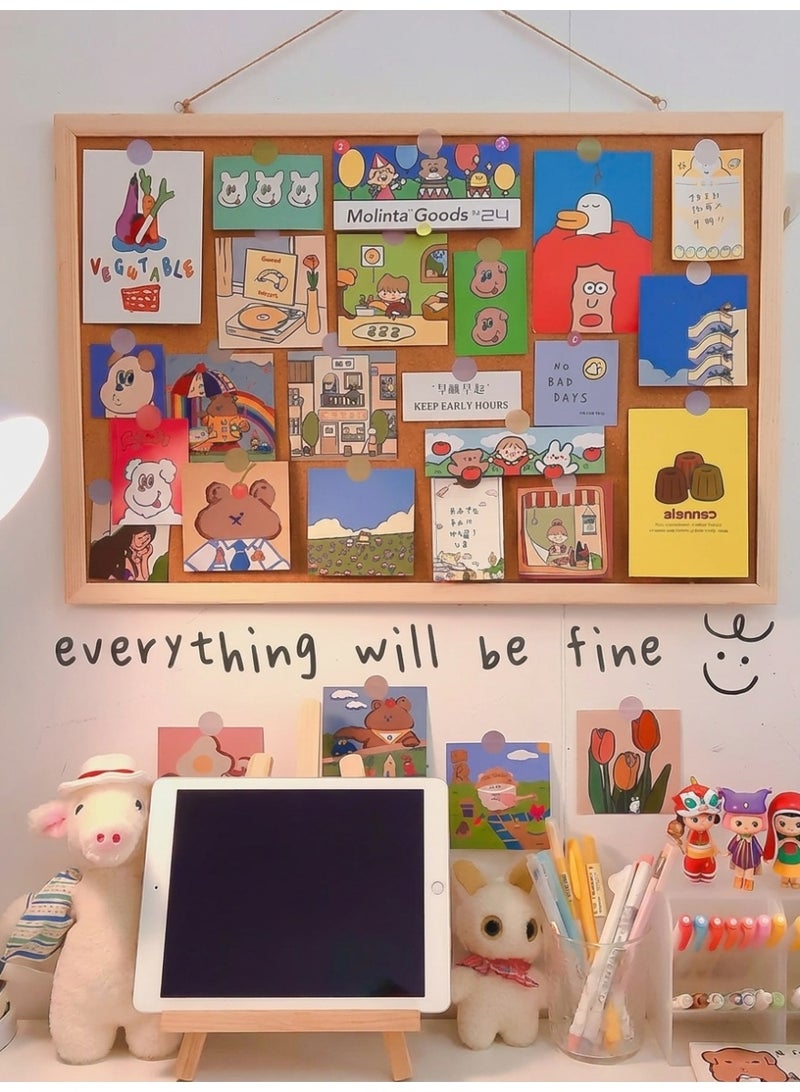 JOUDIYA Cork Board Bulletin Board with Wooden Frame, Wall Mounted Notice Board with 10 Push Pins & Hanging Rings, Memo Pin Board for Office, Home, School, Vision Board, Photo Display & Cubicle Decor - Image 4