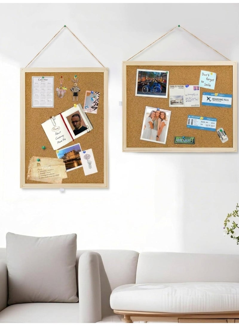 JOUDIYA Cork Board Bulletin Board with Wooden Frame, Wall Mounted Notice Board with 10 Push Pins & Hanging Rings, Memo Pin Board for Office, Home, School, Vision Board, Photo Display & Cubicle Decor - Image 3