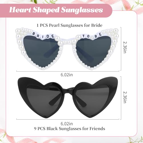 KEUKORZ 10 PCS Bride Sunglasses Heart Sunglasses Bulk for Brides Bridesmaids Bachelorette Party Favors Bride Accessories Wedding Party Gifts for Brides(White&Black) - Image 3