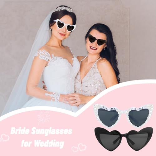 KEUKORZ 10 PCS Bride Sunglasses Heart Sunglasses Bulk for Brides Bridesmaids Bachelorette Party Favors Bride Accessories Wedding Party Gifts for Brides(White&Black) - Image 2