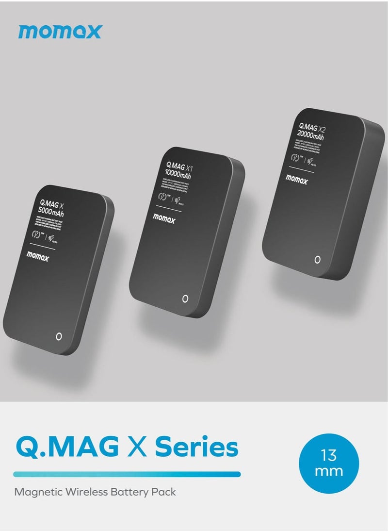 Momax - Q.Mag X1 10000mAh Magnetic Wireless Battery Pack USB-C Up to 15W PD Output - Black - Image 1