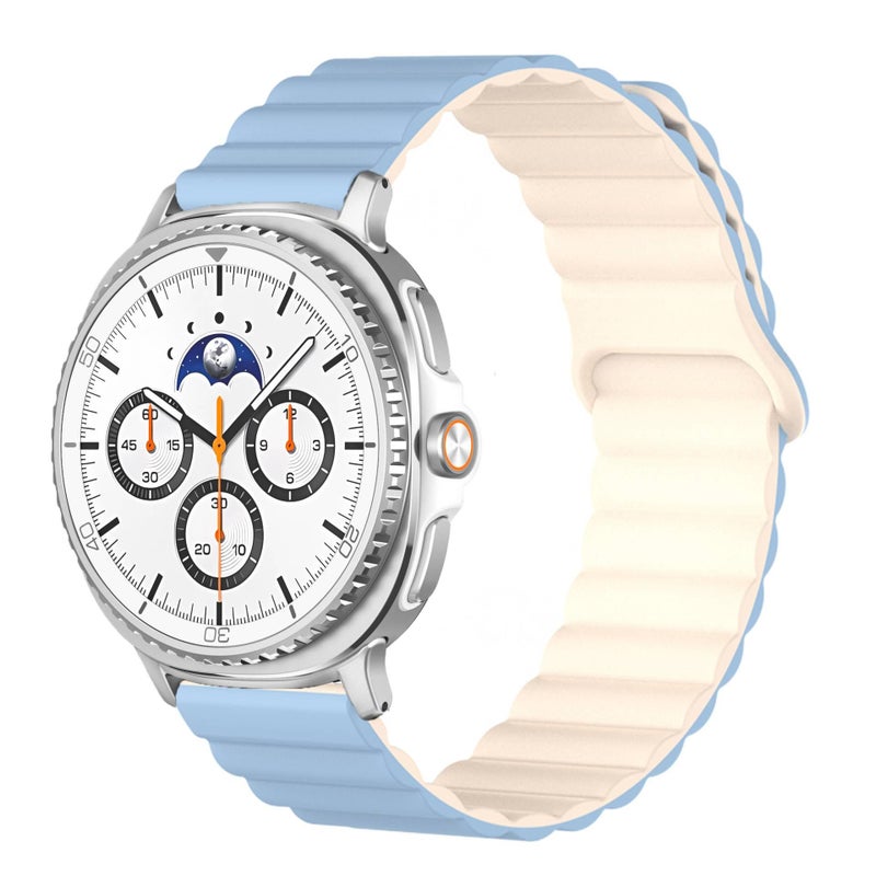 AD سوار ساعة ذكية رياضي من السيليكون متوافق مع Samsung Galaxy Watch 8 Classic بملاءمة قابلة للتعديل وحزام ناعم للاستبدال اليومي باللون أزرق قابل للتعديل باللون الأزرق - Image 1