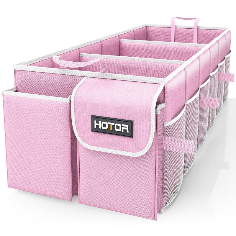 HOTOR Trunk Organizer for Car Car Organizer Foldable Trunk organizer for SUVs Sedans Sturdy Car Organization for Car Accessories Tools Sundries Pink 3 Compartments 319126106