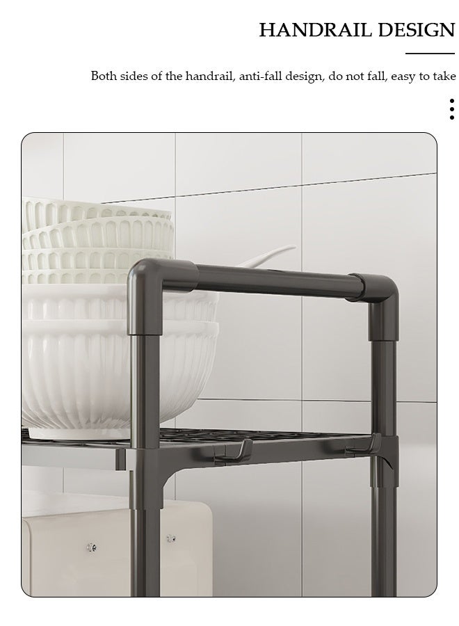 DUNISO 4-Tier Storage Shelves, Stable Kitchen Shelf Organizer, Storage Rack with Armrests, Removable Free Standing Rack with Hooks, Multipurpose Rack, Shelving Unit for Laundry Room,Living Room,Garage,Pantry,Study Room - Image 5