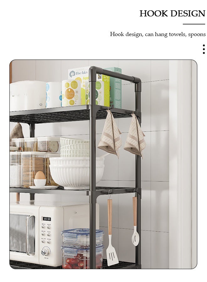 DUNISO 4-Tier Storage Shelves, Stable Kitchen Shelf Organizer, Storage Rack with Armrests, Removable Free Standing Rack with Hooks, Multipurpose Rack, Shelving Unit for Laundry Room,Living Room,Garage,Pantry,Study Room - Image 4