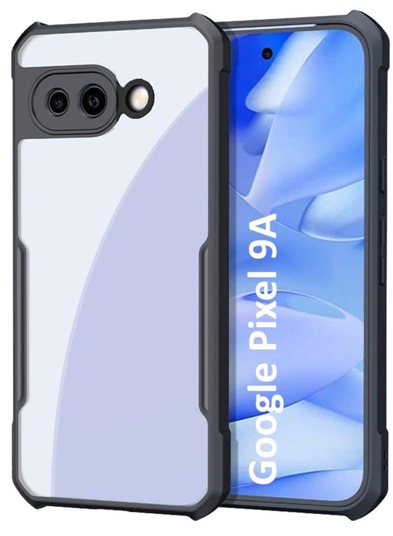 Case for Google Pixel 9A Clear Tough Hybrid Cover Shockproof Black Border 360 Degree Protection Camera lens Protection Acrylic Transparent Cover For Google Pixel 9A  - Image 2