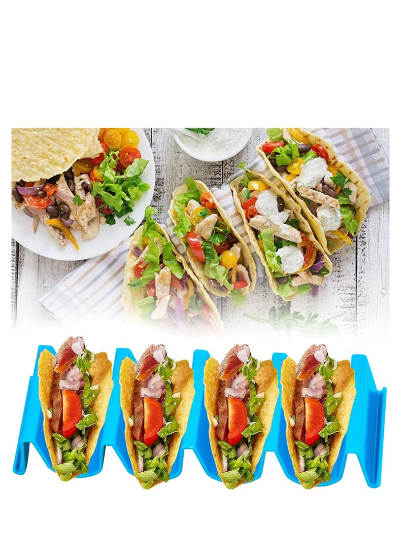 Excefore - Taco Holder Stands Colorful, 4 Pcs Taco Rack Holders, Taco Truck Tray Holds Large Wave Shaped,  Taco Tray Holds Stainless Steel Mexican Food Rack Holds Up to 4 Tacos, Dishwasher and Microwave Safe - Image 1