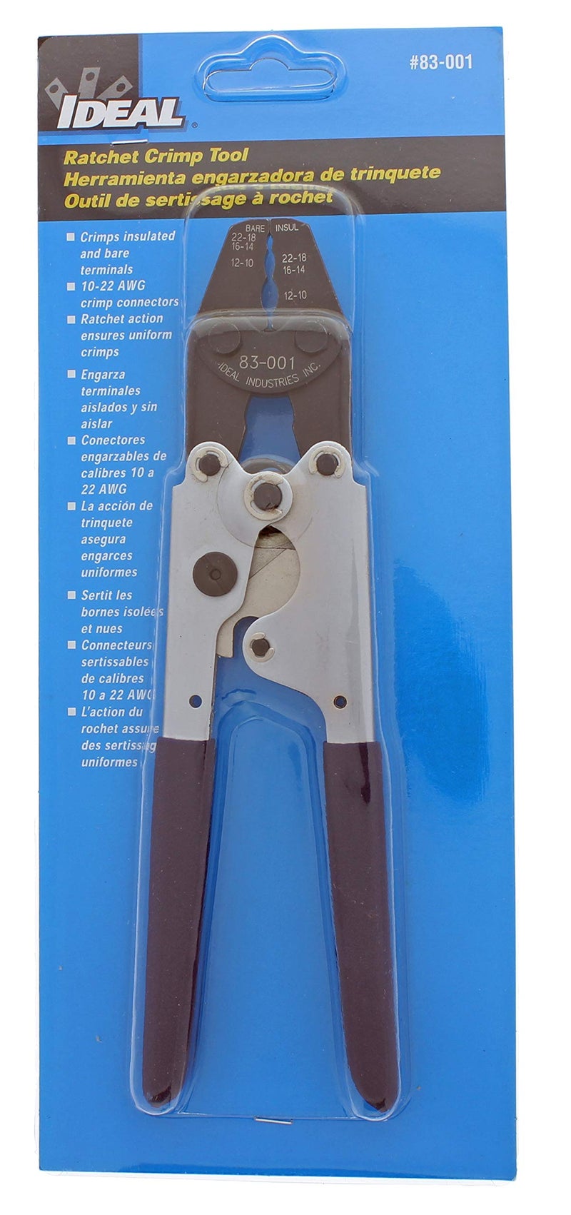IDEAL Electrical 83-001 Ratchet Crimp Tool Heavy Duty, Ratchet Action Wire Crimper with Vinyl Coated Handles, Ratcheting Mechanism - Image 3