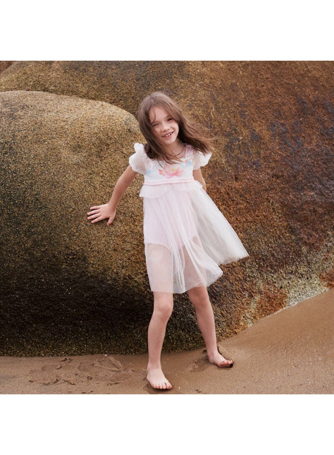 Aimer Kids Girls' One-piece Swimsuit Dress For Beach Vacation And Hot Springs, Chlorine-resistant Class A, Summer Lotus View, Size 150 - Image 4