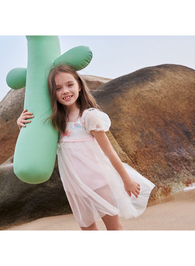 Aimer Kids Girls' One-piece Swimsuit Dress For Beach Vacation And Hot Springs, Chlorine-resistant Class A, Summer Lotus View, Size 150 - Image 3