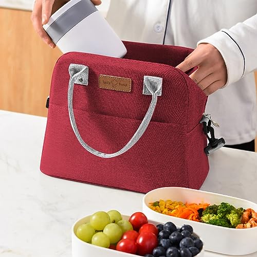 BLUE BEADS Thermal Insulated Travel Lunch Bags Small for Women Work, Student Kids to School Leak-Proof Hot Cold Lunch Bag Reusable Tote Bag with Aluminium Inner Foil (1 Pcs) RED, 350 ml - Image 4
