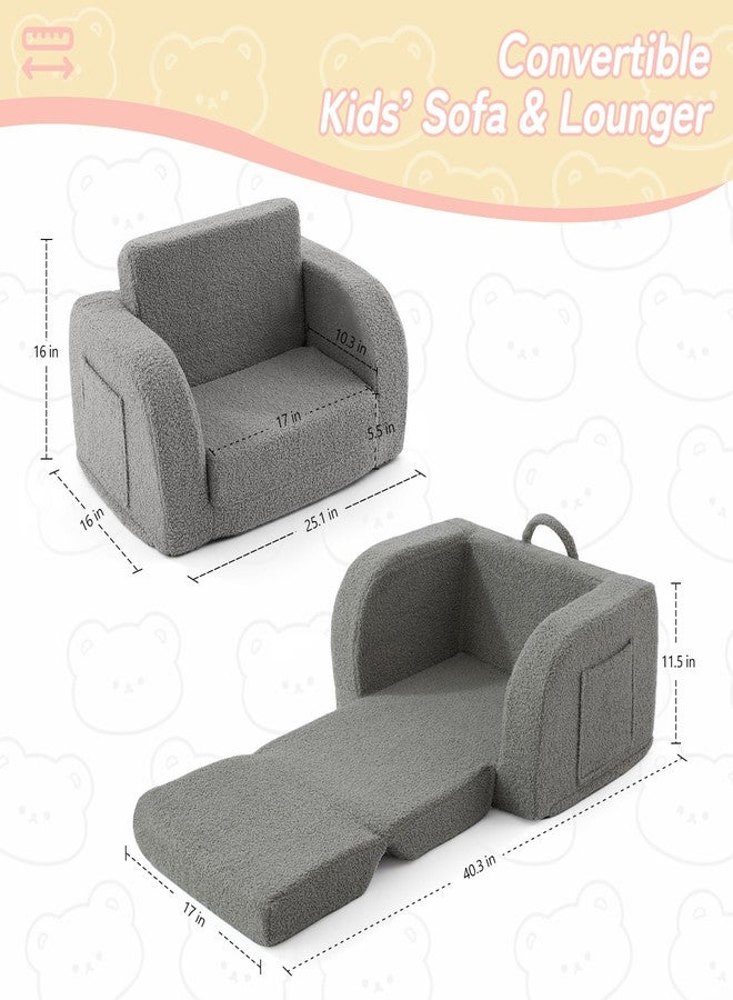 MuaMelop Toddler Couch, 2-in-1 Toddler Chairs Comfy 1-3 Years Old, Toddler Chair for Girls and Boys, Kids Couch Bed Fold Out, Convertible Baby Sofa to Lounge Chair for Playing, Reading, Napping, Grey - Image 3