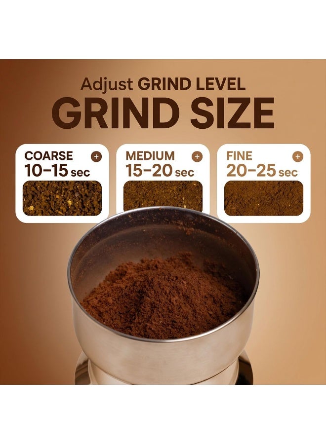 Electric Coffee Grinder, 150W Stainless Steel Spice Grain Mill, 100g Capacity, 30s Fast Grinding – Multifunctional Grinder for Coffee Beans, Spices, Nuts & Dry Herbs, Black - Image 3
