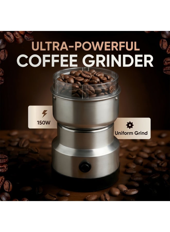 Electric Coffee Grinder, 150W Stainless Steel Spice Grain Mill, 100g Capacity, 30s Fast Grinding – Multifunctional Grinder for Coffee Beans, Spices, Nuts & Dry Herbs, Black - Image 2