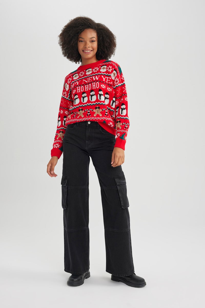 DeFacto Woman Christmas Themed Crew Neck Knit Pullover  - Image 4