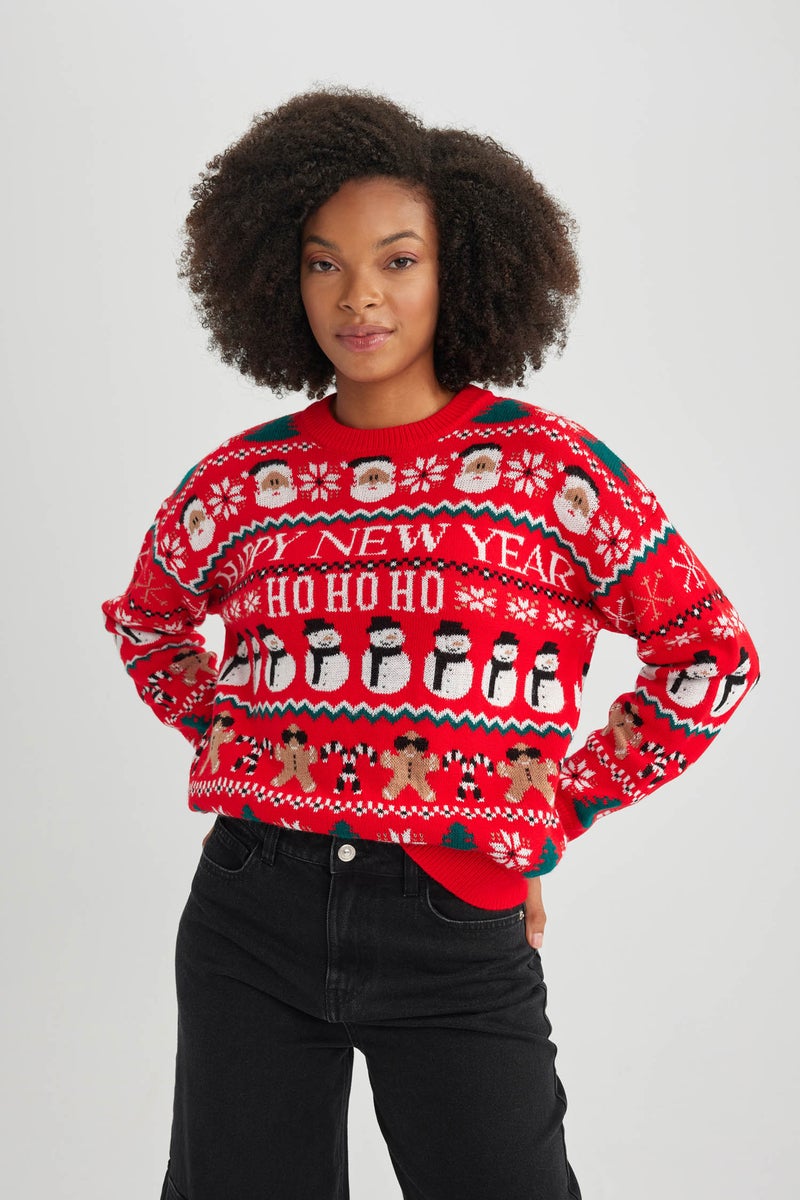 DeFacto Woman Christmas Themed Crew Neck Knit Pullover  - Image 1