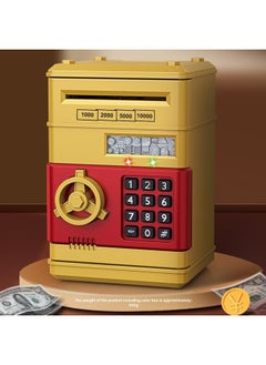 Children's Piggy Bank Creative Password Unlock Automatic Roll Money ATM Large Capacity Accessible Mini Safe Toy-Color:Password Deposit Box (painted Gold)