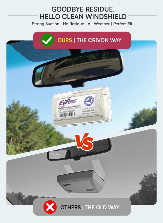 CRIVON Ipass EZ Pass Holder for Windshield: Upgraded Alternative to EZPass Mounting Strips Toll Pass Tag Transponder Holder for Car, Reusable EZ Pass Suction Cup Mount Car Travel & Road Trip Essentials Gifts - Image 2
