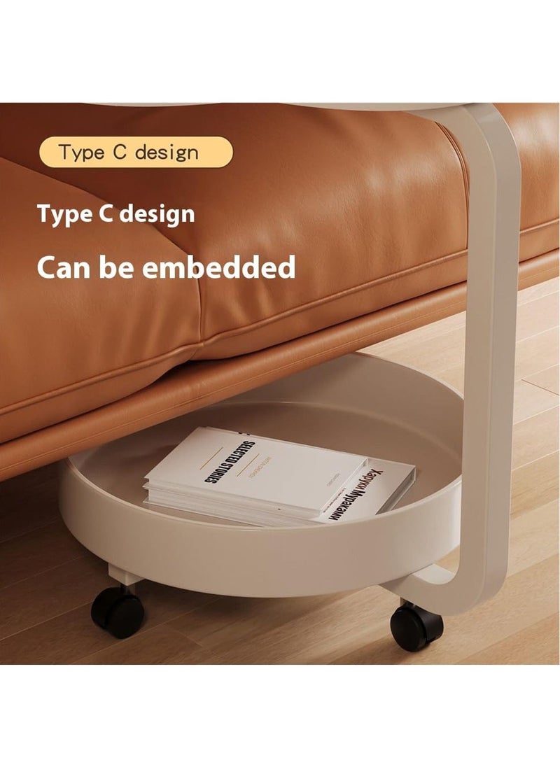 Hihonor Small Side Table for Small Spaces,Swivel TV Tray Table 360° Rotating Phone Holder,Couch Tables That Slide Under,Couch Side Table Living Room,C Shaped End Table (Green)  - Image 5