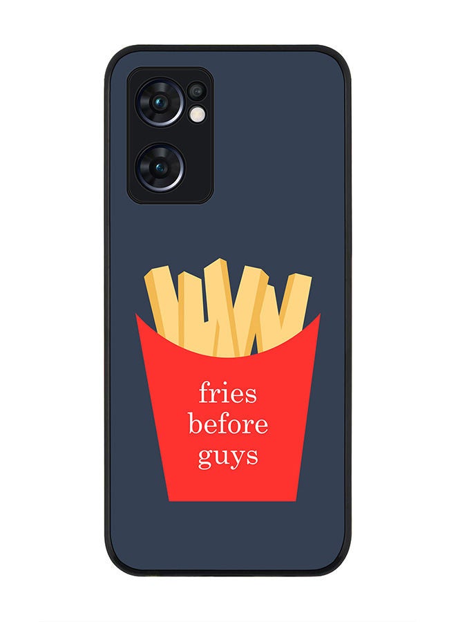 Stylizedd Rugged Black edge case for Oppo Reno7 5G  Slim fit Soft Case Flexible Rubber Edges Anti Drop TPU Gel Thin Cover - Fries Before Guys - Image 1