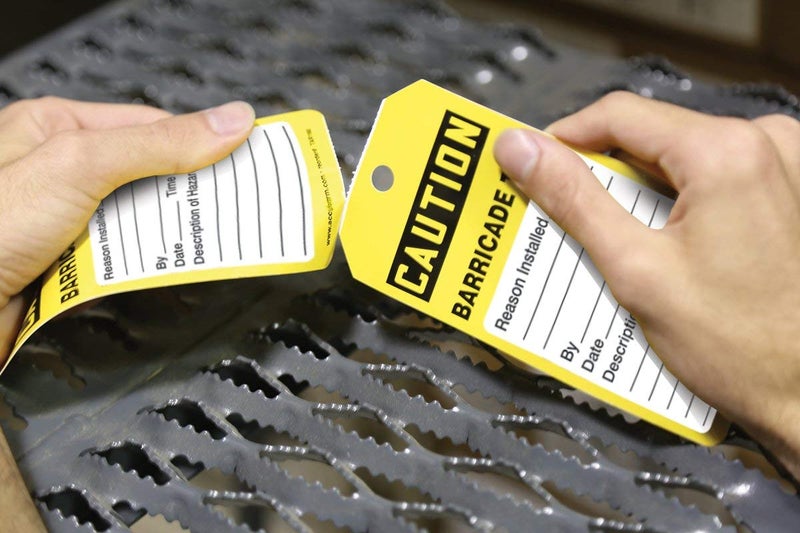 AccuformNMC 100 Safety Tags by-The-Roll, Caution Barricade, US Made OSHA Compliant Tags, Waterproof PF-Cardstock, Resists Tears, 6.25"x3", TAR136 - Image 3