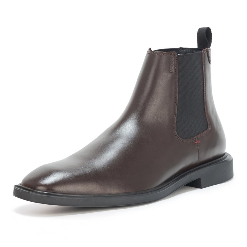 HUGO Brushed Leather Chelsea Boot dark hazelnut 105