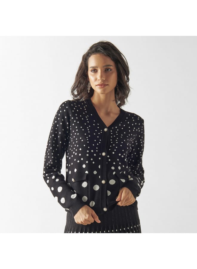 Iconic Iconic All-Over Polka Dot Detail Button Through Cardigan - Image 1