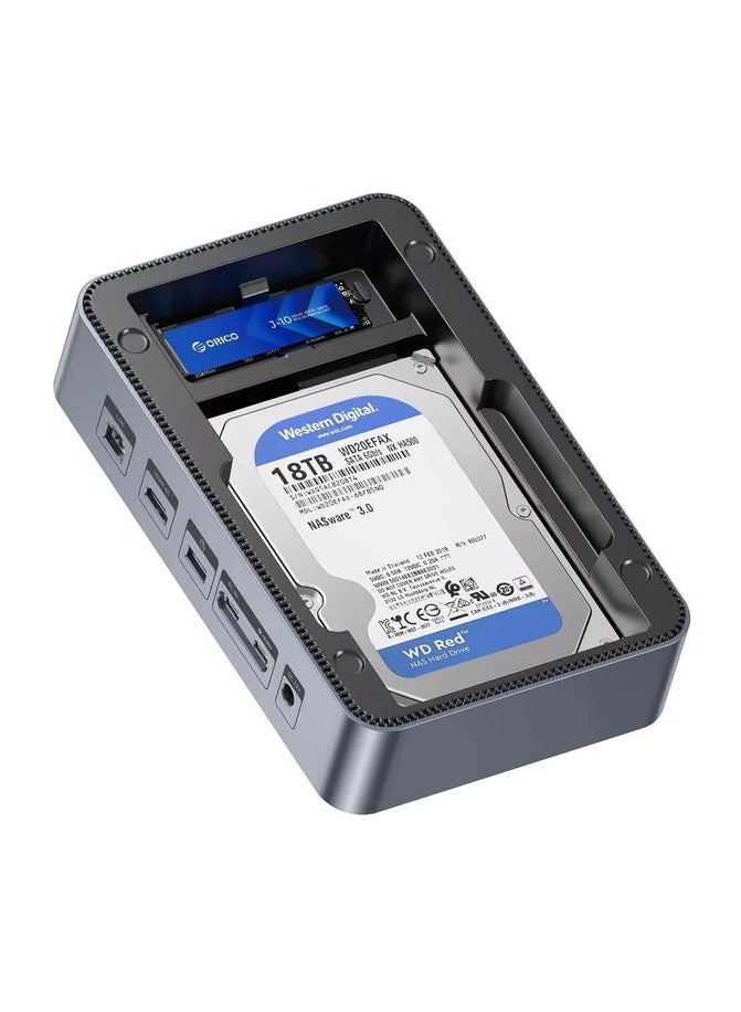Orico ORICO D35M2 12-in-1 USB-C Docking Station with Dual Hard Drive Enclosure – Supports M.2 NVMe/SATA & 2.5/3.5" SSD, 10Gbps Data Transfer, 4K@60Hz HDMI, 100W PD, SD/TF Card, Ethernet, USB Hub - Image 2